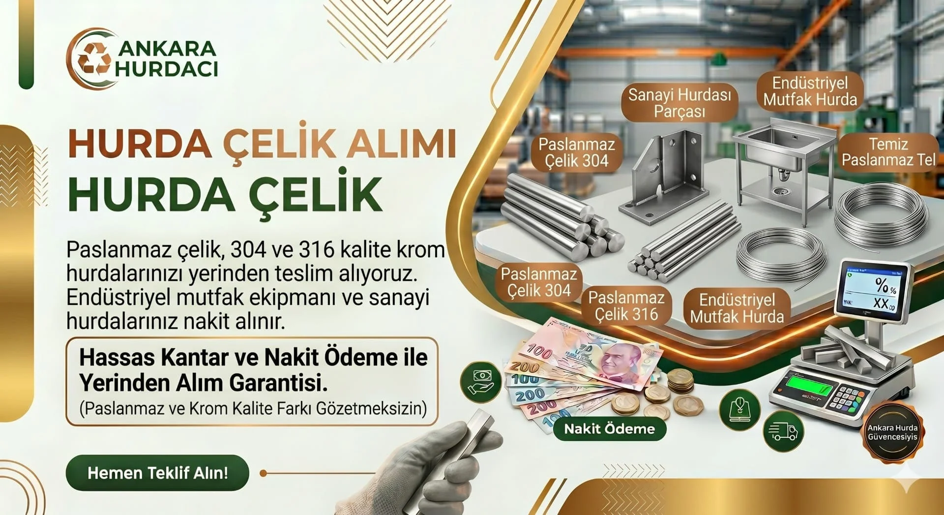 Hurda Paslanmaz Alımı | 304 ve 316 Kalite Krom Hurdası Alan Hurdacı