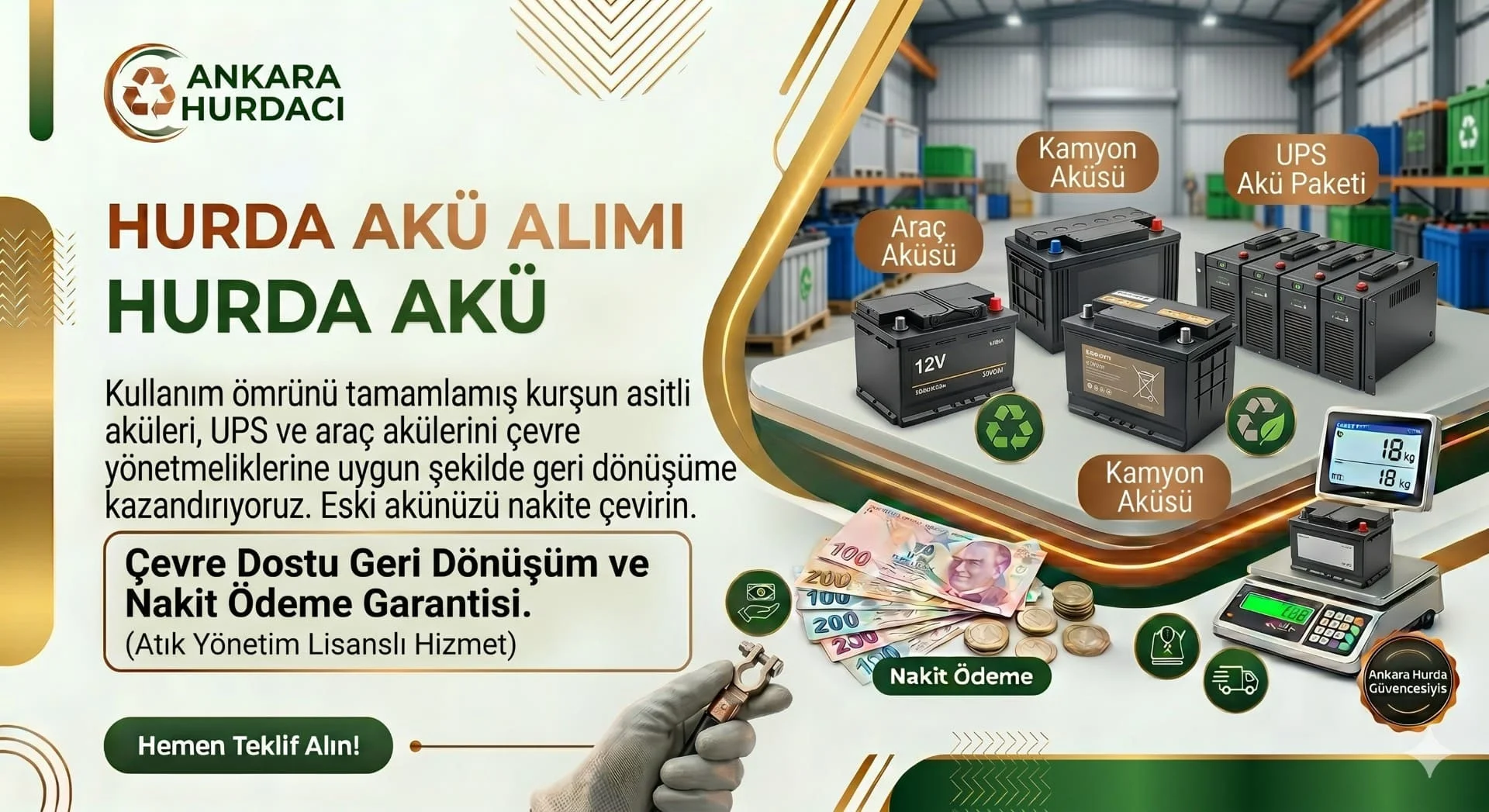Hurda Akü Alımı | Eski Araç ve UPS Aküsü Alan Hurdacı